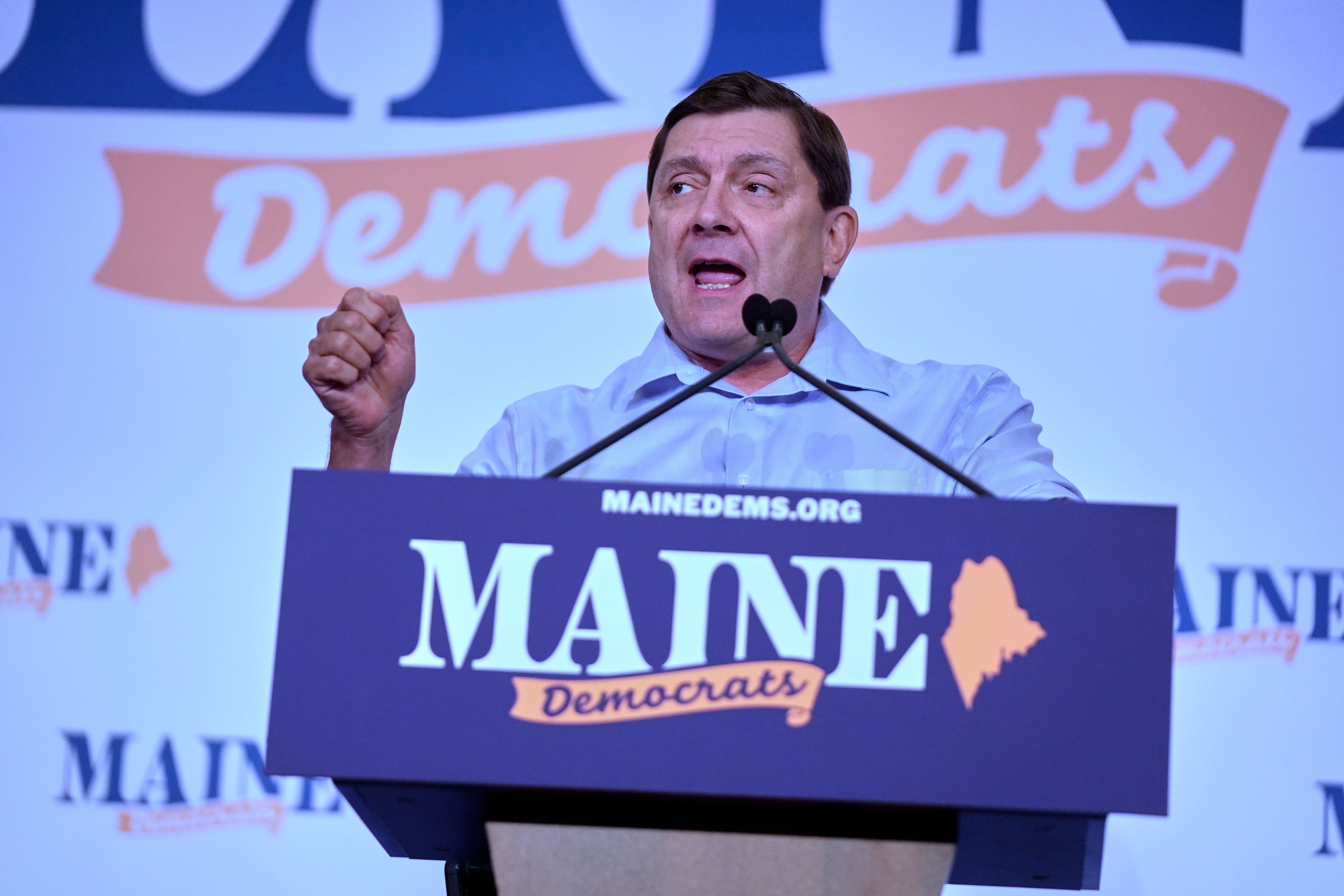 Troy Jackson, Democratic candidate for U.S. Senate, speaks at the Maine Democratic Nominating Convention, Saturday, July 25, 2026, in Bangor, Maine. - AP Photo/Robert F. Bukaty