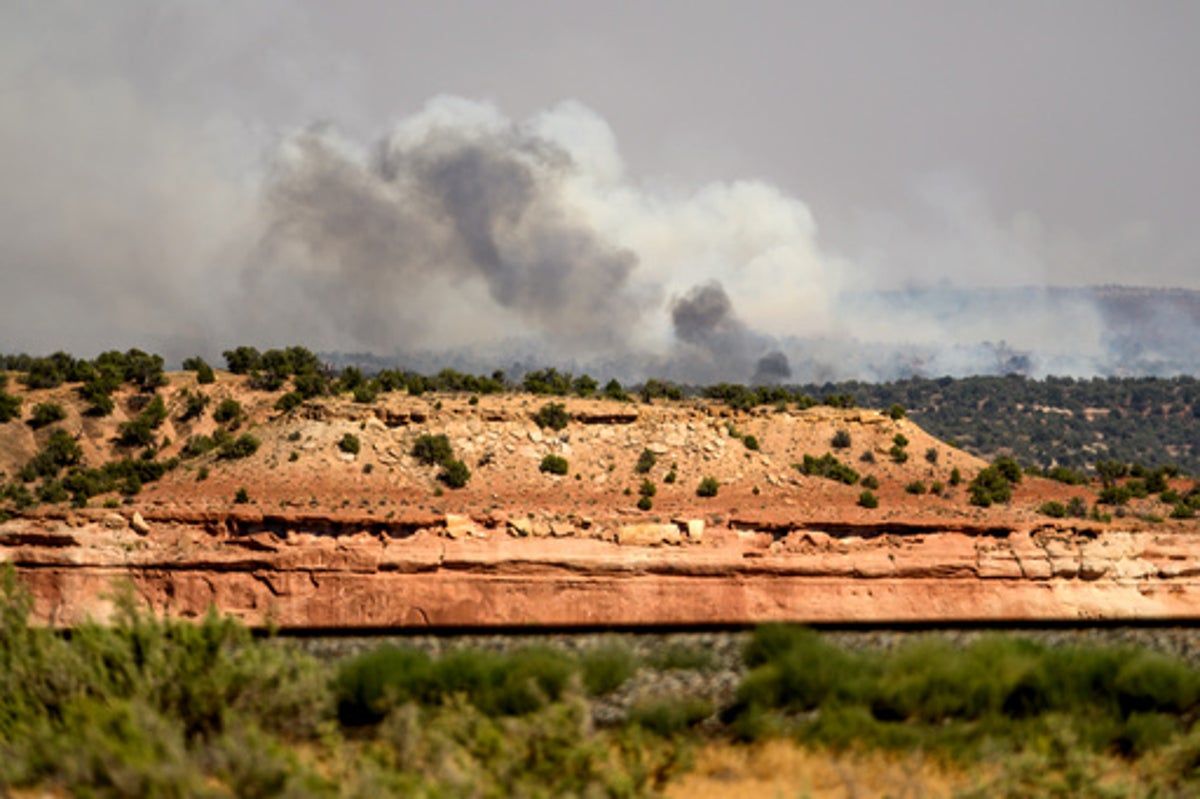 The Snyder Fire burns near Thompson Springs, Utah, on Sunday, June 28, 2026. - AP