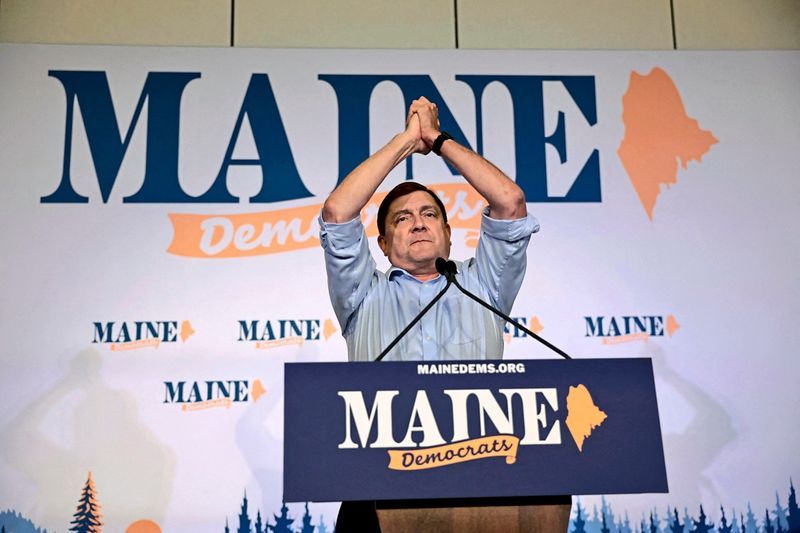 Troy Jackson speaks after Maine Democrats chose him as their U.S. Senate nominee in Bangor, Maine, on July 25, 2026. - Joe Raedle/Getty Images/AFP