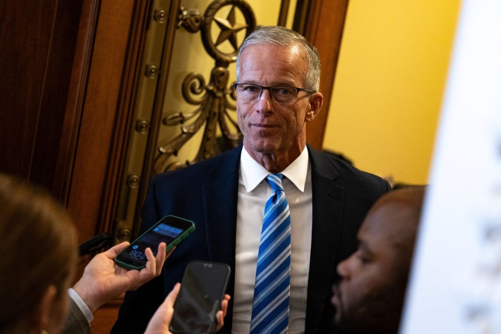 Senate Majority Leader John Thune speaks to reporters on Capitol Hill. - Reuters