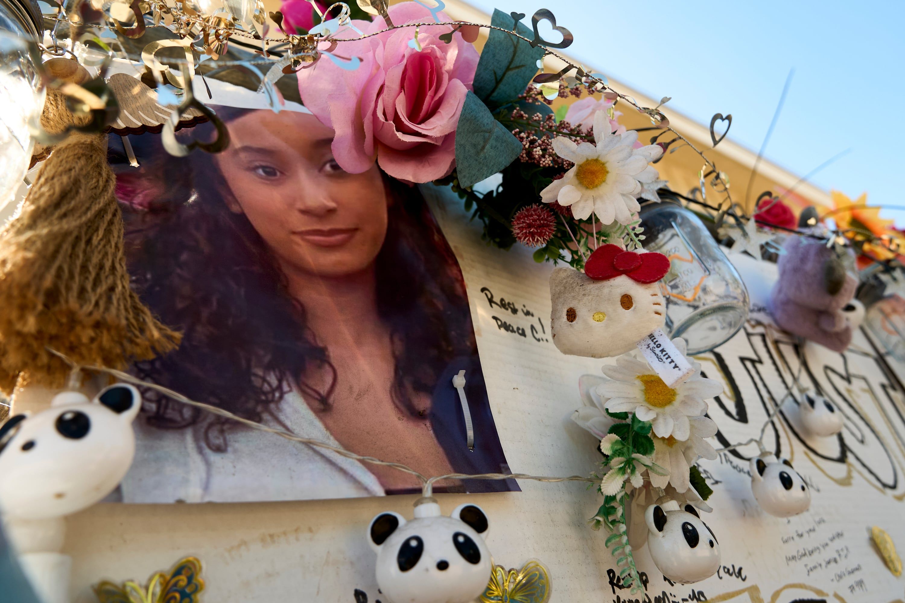 A makeshift memorial for Celeste Rivas Hernandez outside her home in Lake Elsinore, Calif., on April 21. - theglobeandmail.com