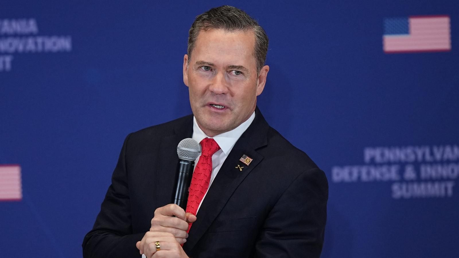 U.S. Ambassador to the United Nations Mike Waltz speaks before President Trump arrives at the U.S. Army War College in Carlisle, Pennsylvania. - AP Photo/Matt Rourke