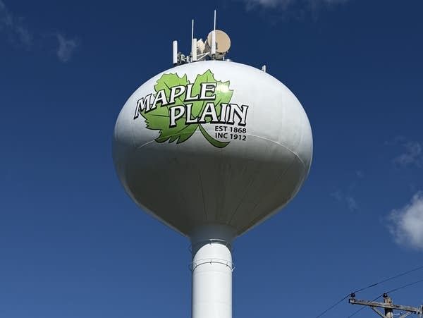 A water tower with the name "Maple Plain" painted on it - MPR News
