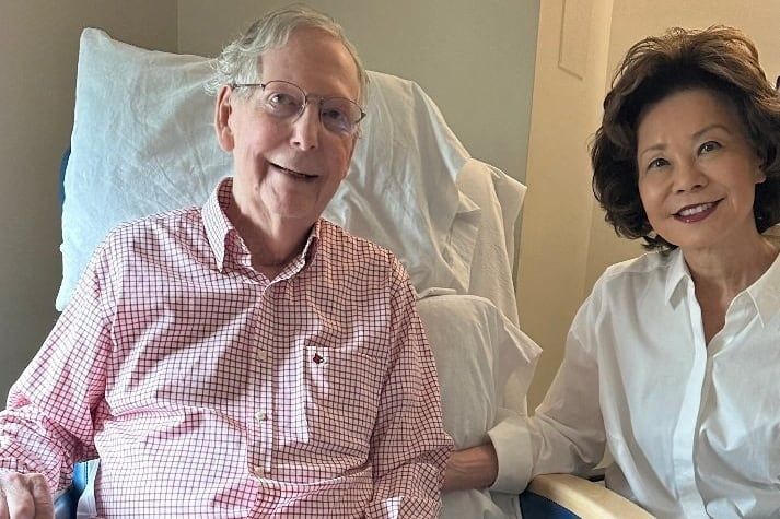 U.S. Senator Mitch McConnell sits with his wife, Elaine Chao, in a photograph released by his office in Washington, D.C., on July 12, 2026. - Office of Senator Mitch McConnell/Handout via Reuters