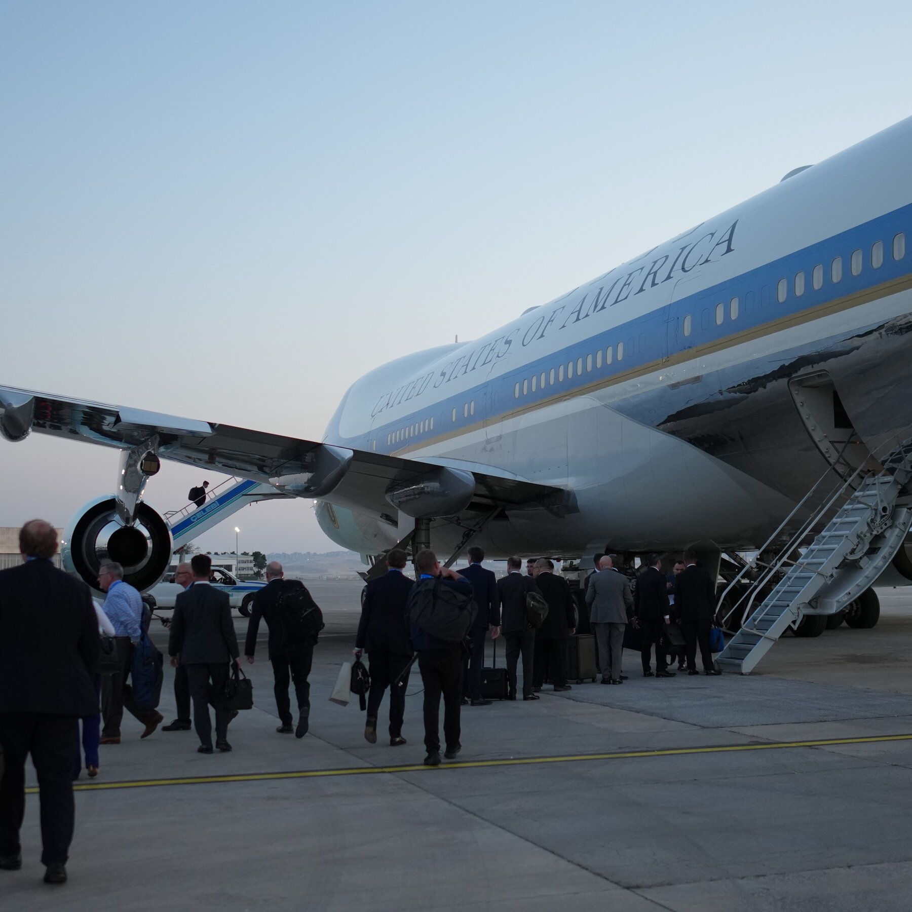 Members of the news media and others boarding the plane that President Trump was secretly removed from in Ankara, Turkey, last month. - nytimes.com