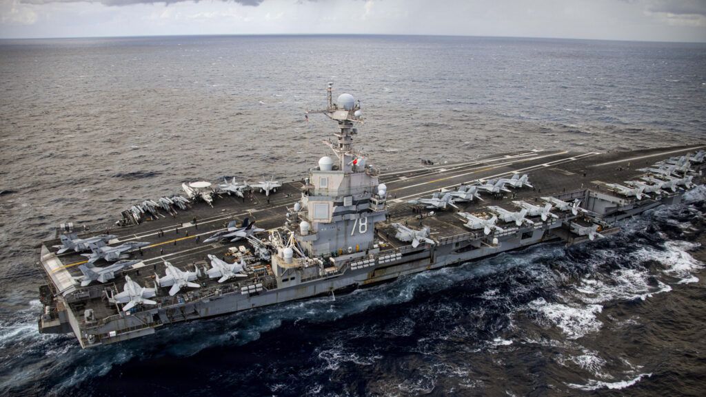USS Gerald R. Ford transits the Eastern Mediterranean Sea during a scheduled deployment. - U.S. Navy/Mass Communication Specialist 2nd Class Tajh Payne