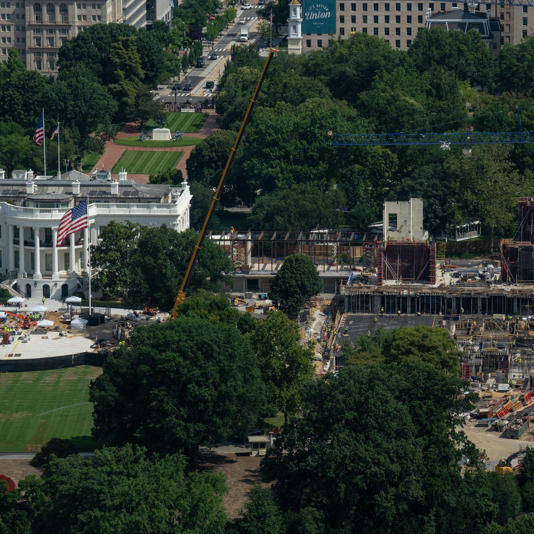 Construction of the new White House ballroom at the White House in July. - nytimes.com
