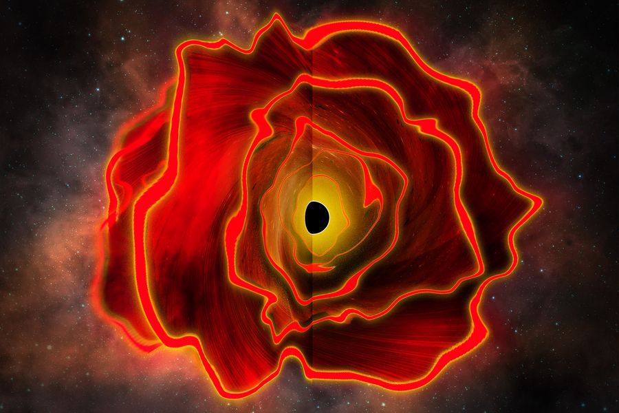 Artist visualization of the proposed black hole star MoM-BH*-1. - MIT