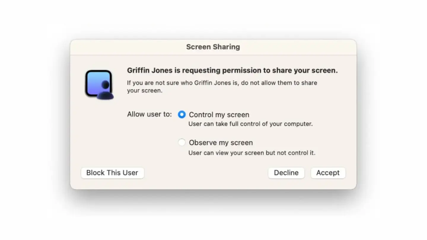 Graphic for the macOS Screen Sharing vulnerability being exploited in the wild. - Cult of Mac