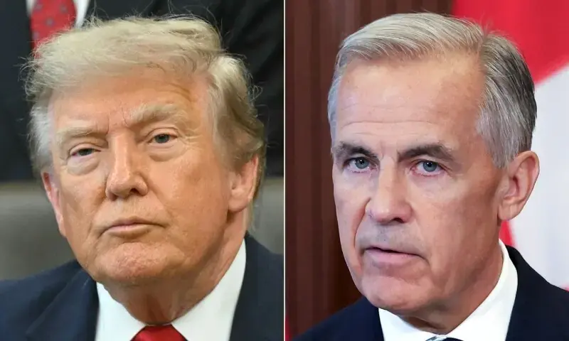 This combination of pictures created on August 22, 2026 shows US President Donald Trump in Washington, DC, on July 13, 2026 and Canadian Prime Minister Mark Carney on August 22. - AFP