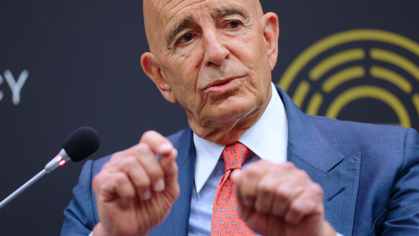 U.S. Ambassador to Turkey and Special Envoy to Syria Tom Barrack speaks during the Antalya Diplomacy Forum in Antalya, Turkey, on April 17, 2026. - AP Photo/Riza Ozel