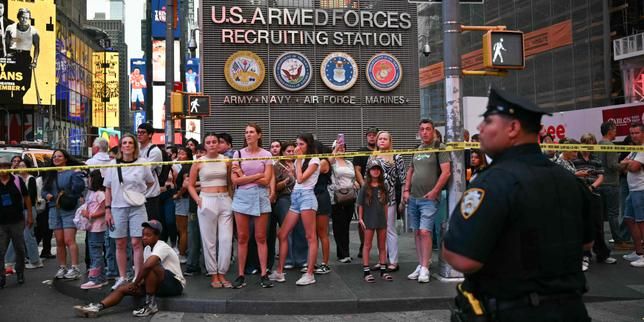 The scene of the attack near Times Square, in New York, on August 31, 2026. - lemonde.fr