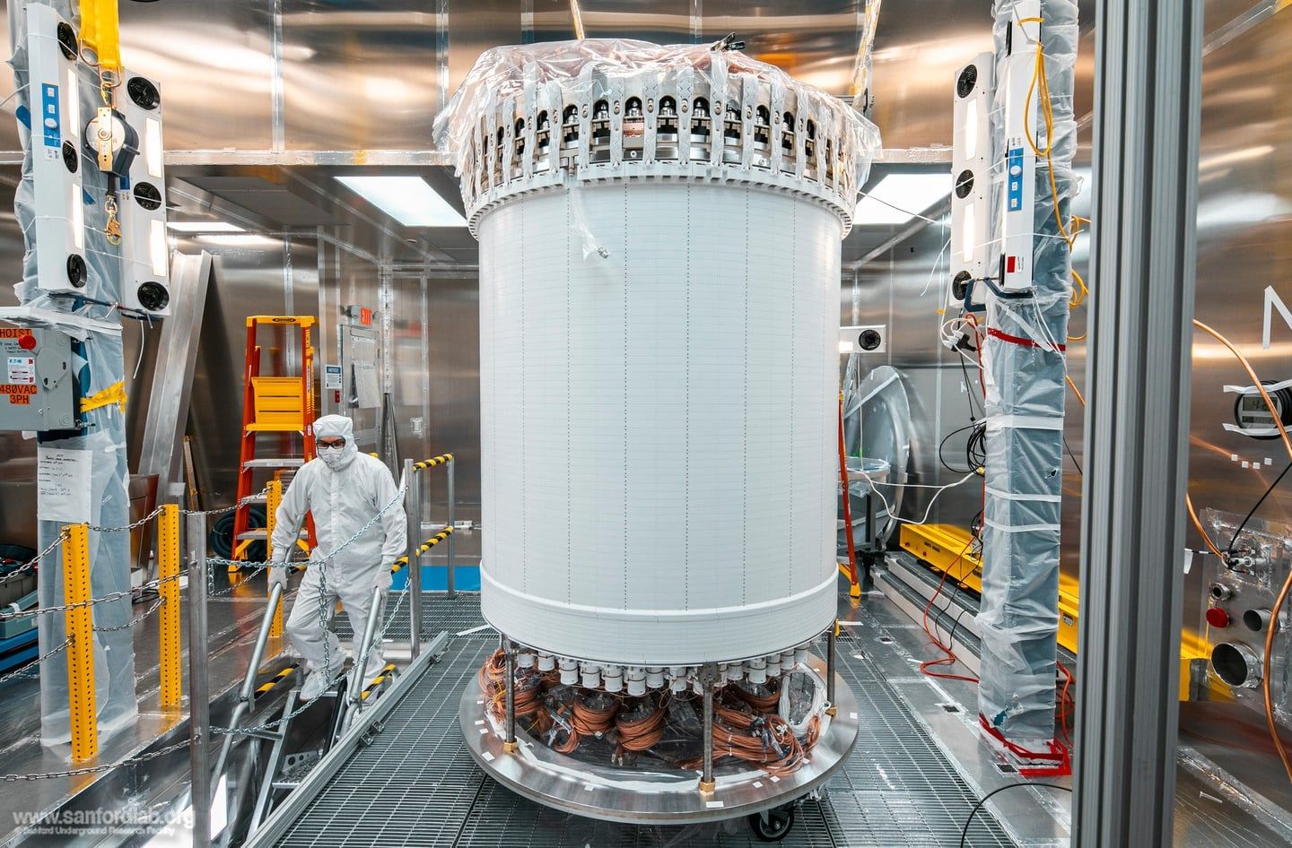 The LUX-ZEPLIN dark-matter experiment's main detector before installation underground. - Matthew Kapust/Sanford Underground Research Facility