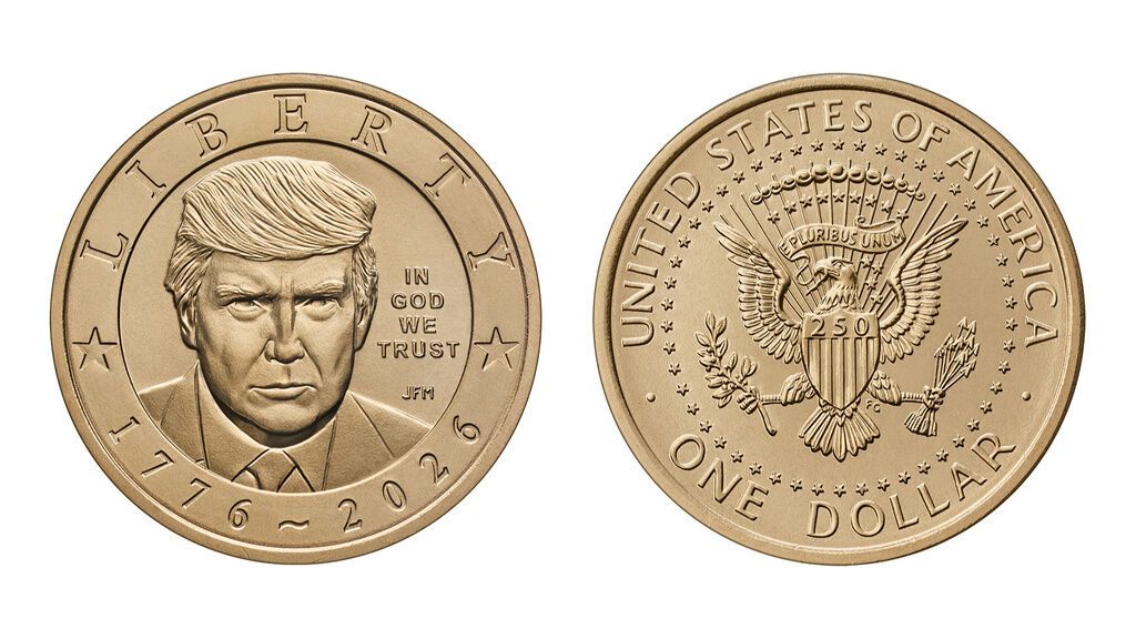The U.S. Mint’s $1 coin featuring President Donald Trump's image. - AP Graphic/Treasury Department