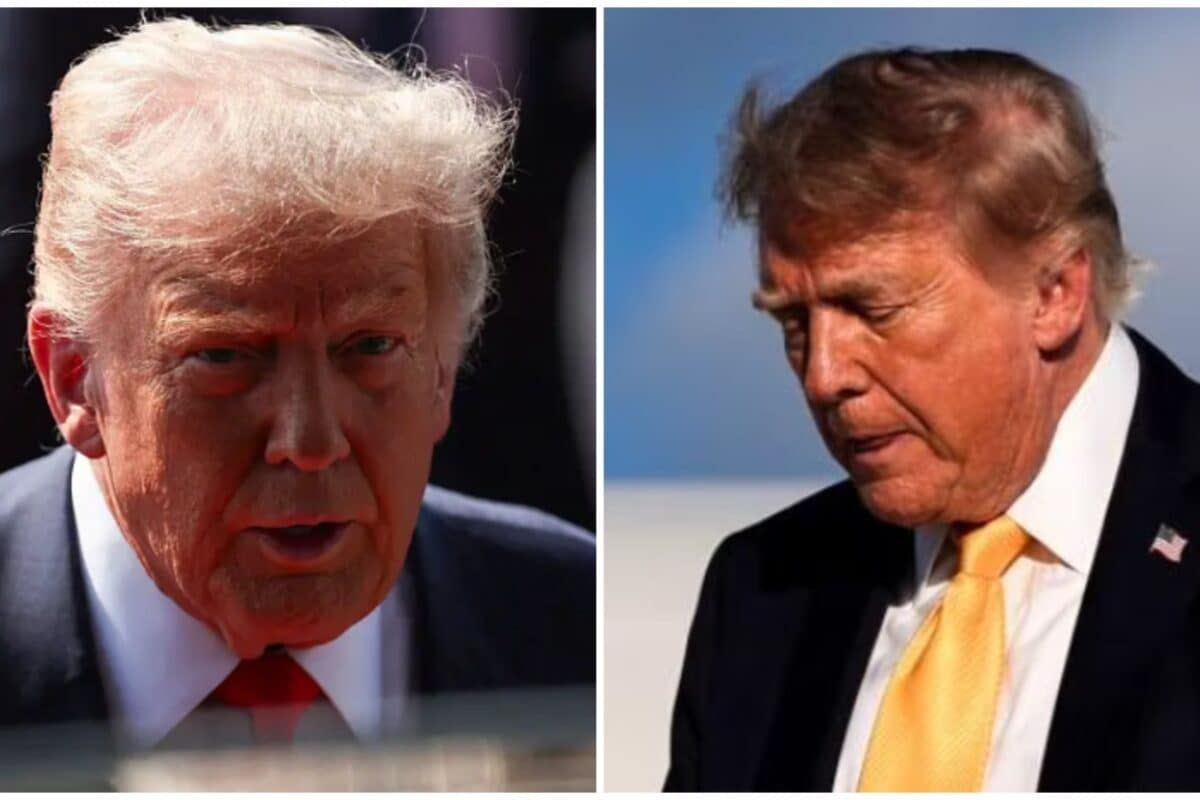 President Trump was photographed with darker-looking hair after arriving in New Jersey. - news18.com