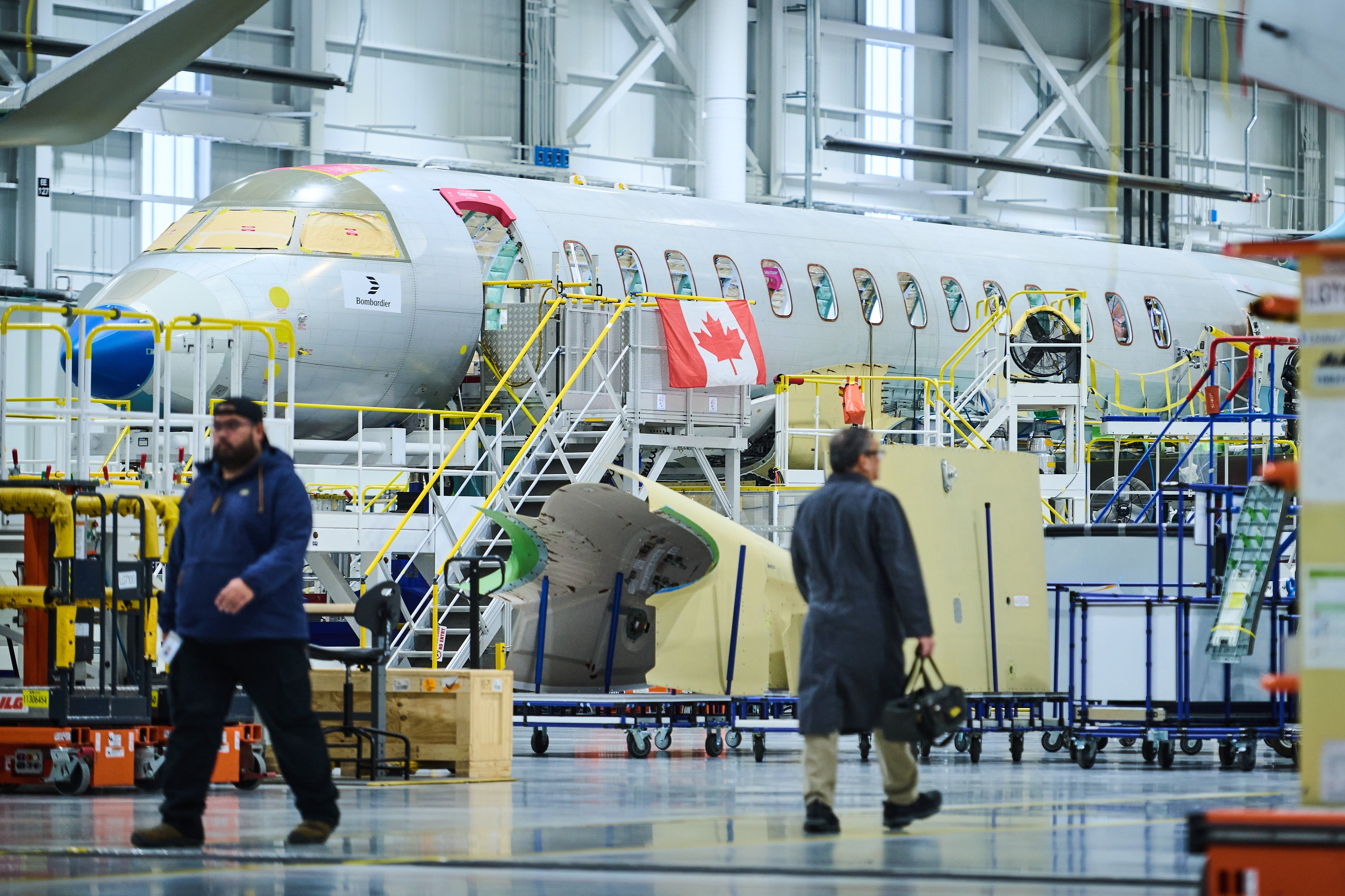 Jet planes are assembled at Bombardier's aircraft assembly centre in Mississauga, Ont., in December 2025. - theglobeandmail.com