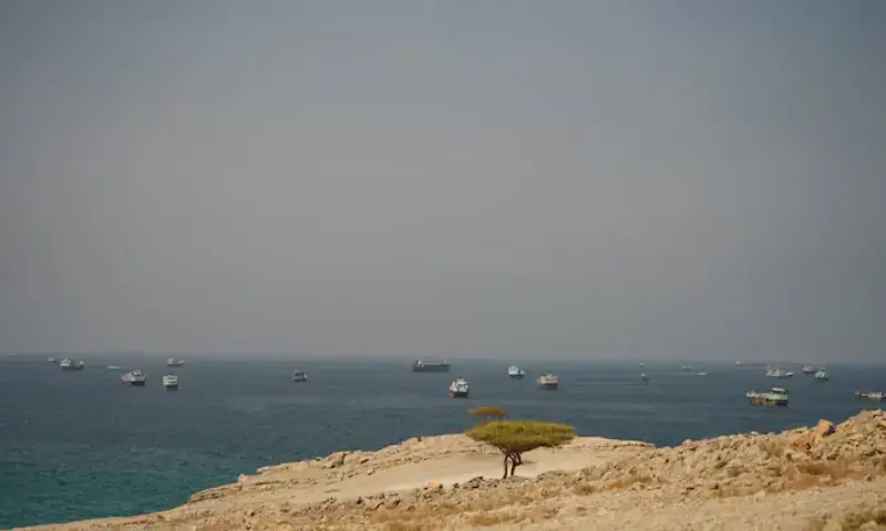 Vessels at the Strait of Hormuz, as seen from Musandam, Oman, on September 6, 2026. - Reuters/Stringer