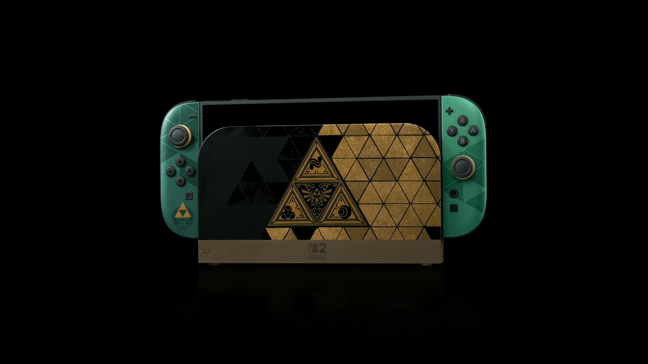 Nintendo Switch 2 Legend of Zelda 40th Anniversary edition on a black background - Nintendo