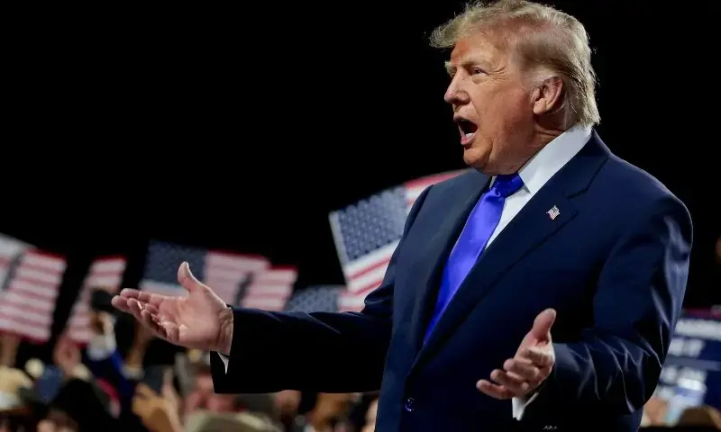US President Donald Trump arrives on stage at the Republican National Midterm Convention in Dallas, Texas, US, September 9, 2026. - Reuters