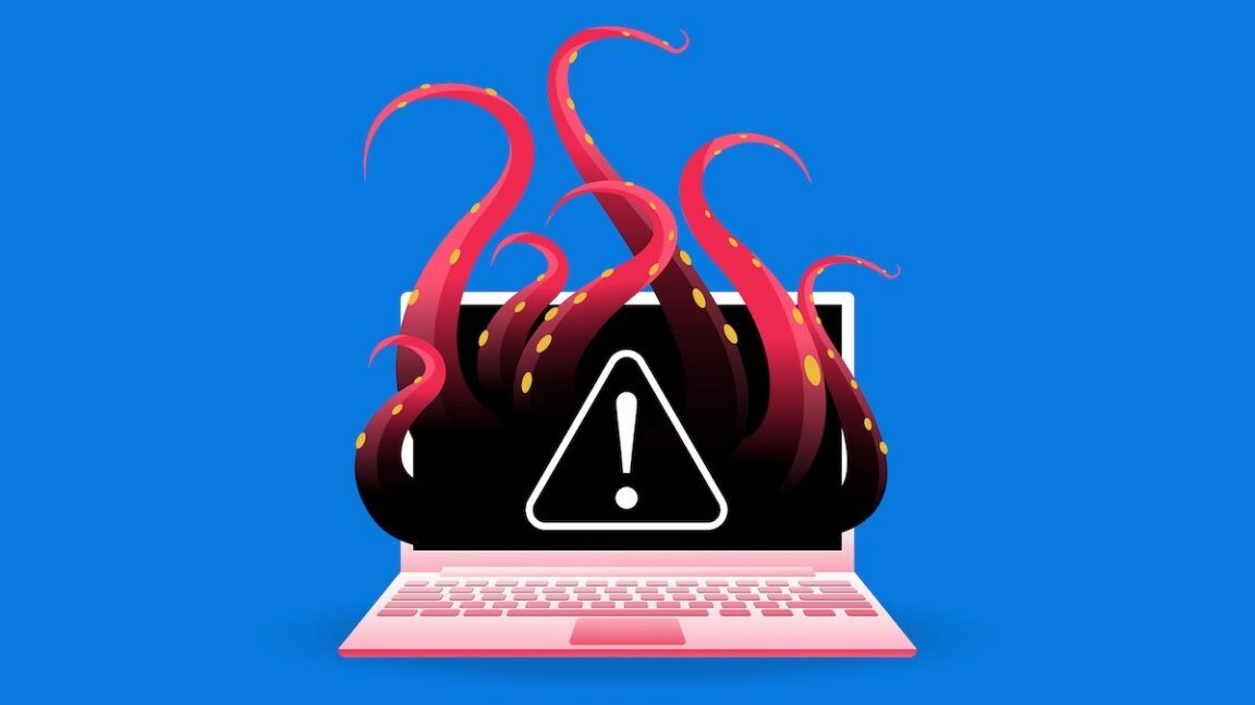 Illustration of an infected laptop associated with ClickFix attacks. - Getty Images via Ars Technica
