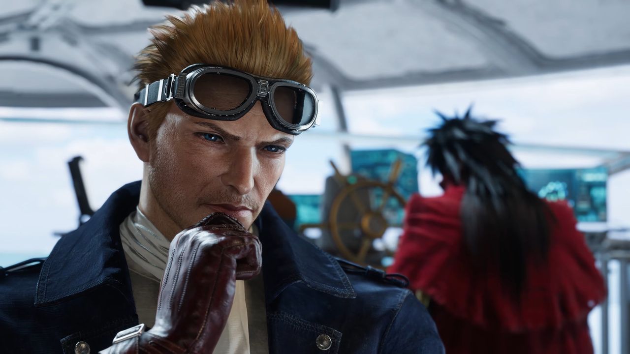 Final Fantasy 7 Revelation character Cid Highwind thinking - pcgamer.com