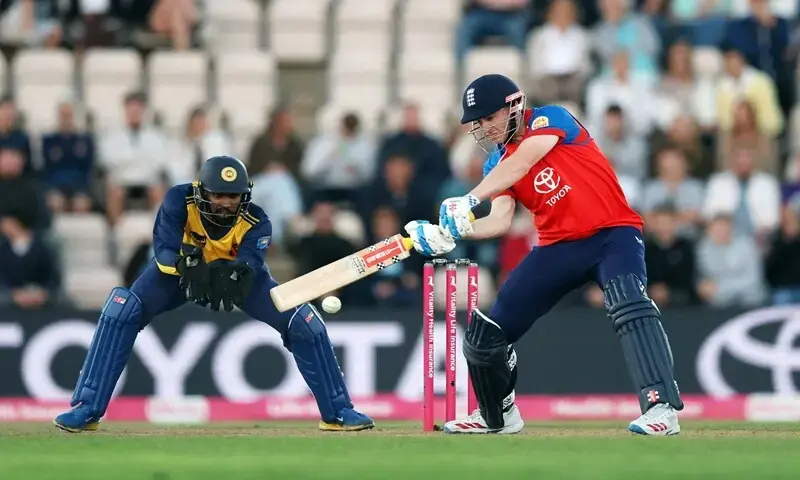 England captain Harry Brook plays a shot during the first T20 international against Sri Lanka at Southampton on September 15, 2026. - Reuters