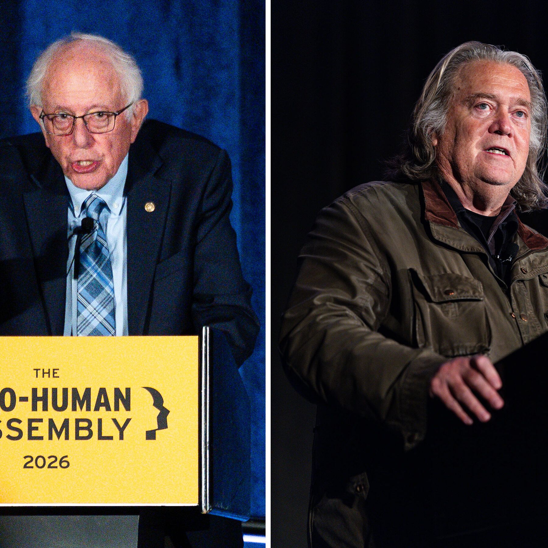 Senator Bernie Sanders and Steve Bannon spoke at the Pro-Human Assembly in Washington. - The New York Times