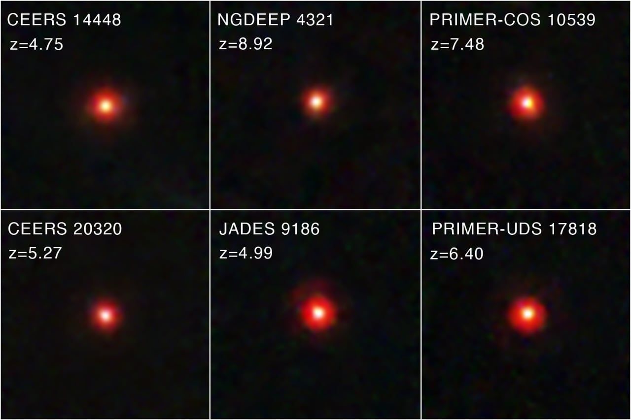 A sample of Little Red Dots observed by JWST’s NIRCam detector - NASA, ESA, CSA, STScI, Dale Kocevski (Colby College)